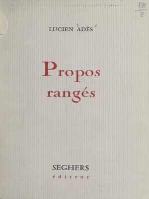cover image of Propos rangés